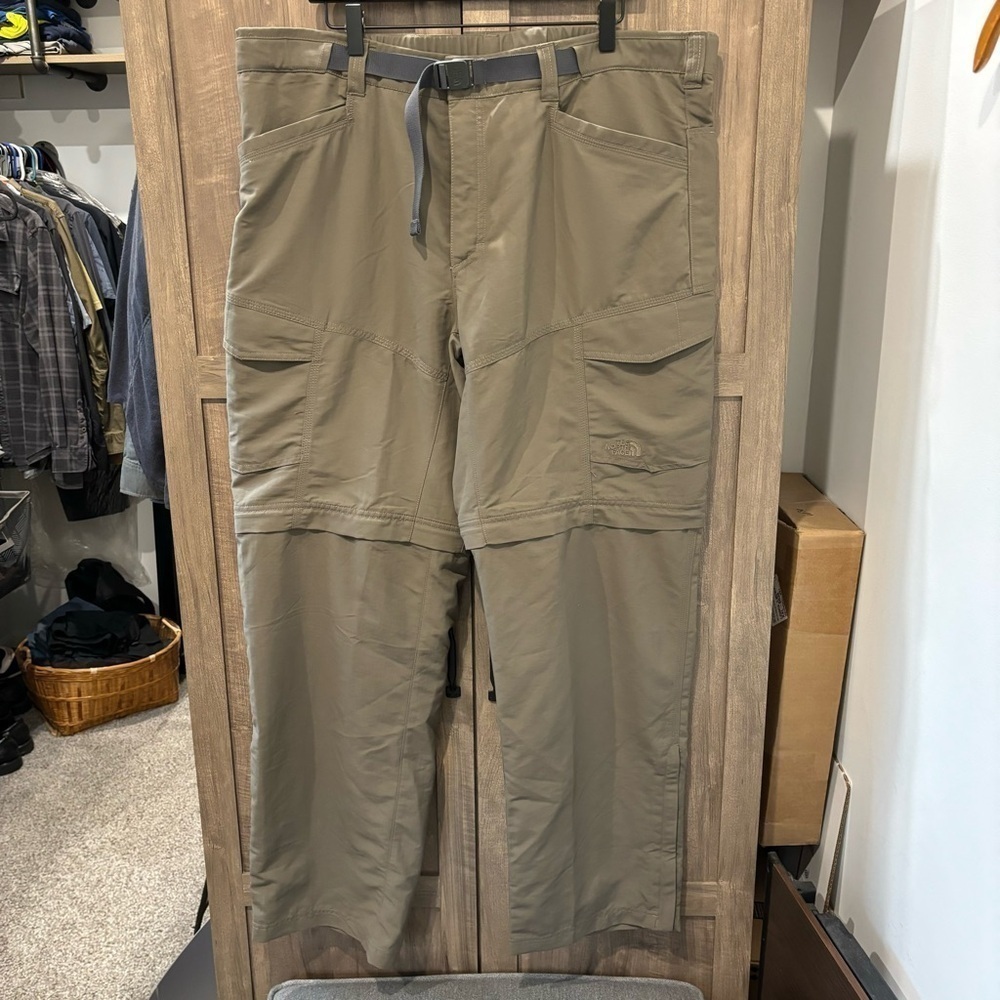 The North‎ Face XL Cargo Pants Convertible Zip Off Nylon Green